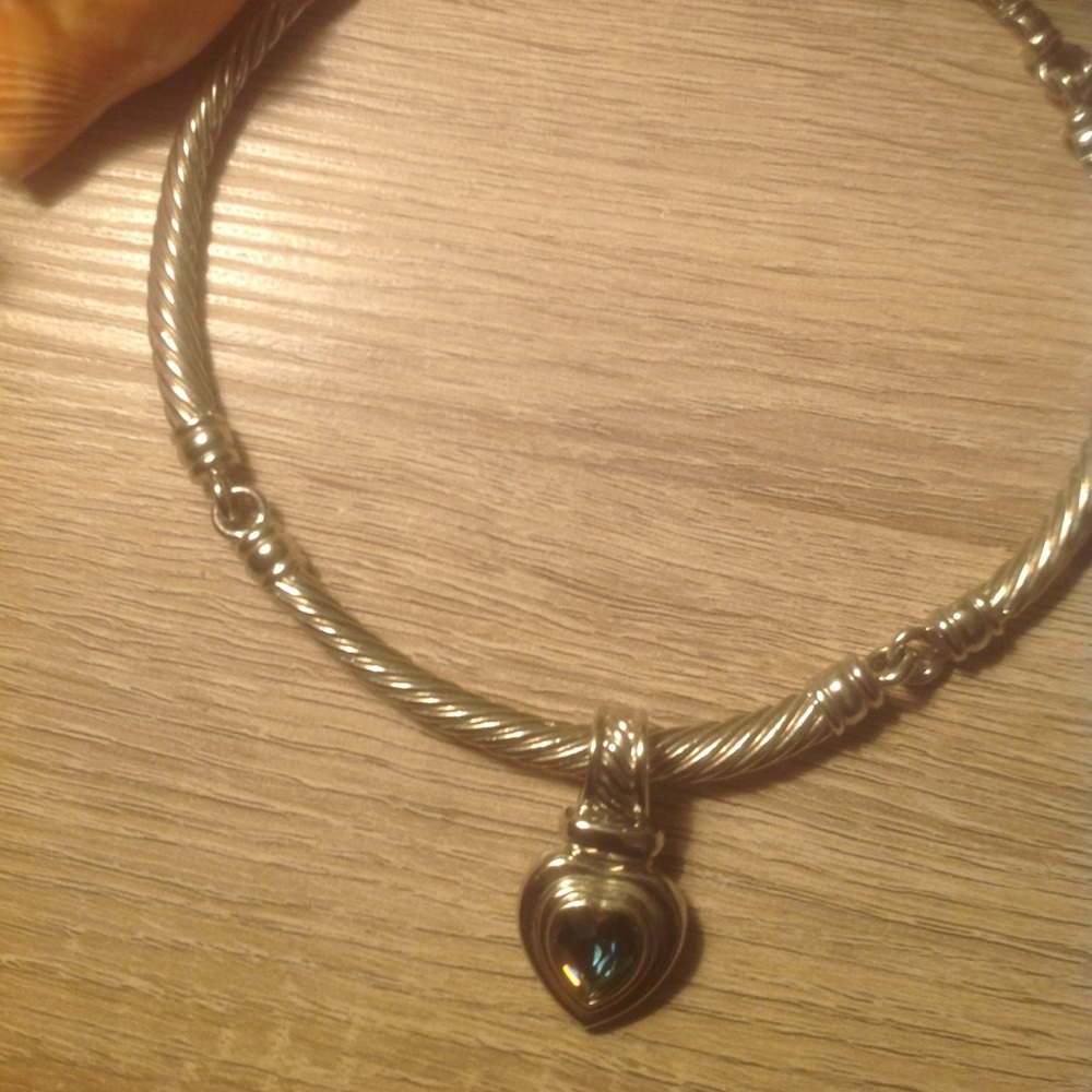 Women's Silvertone Chocker Blue Synthetic Stone
